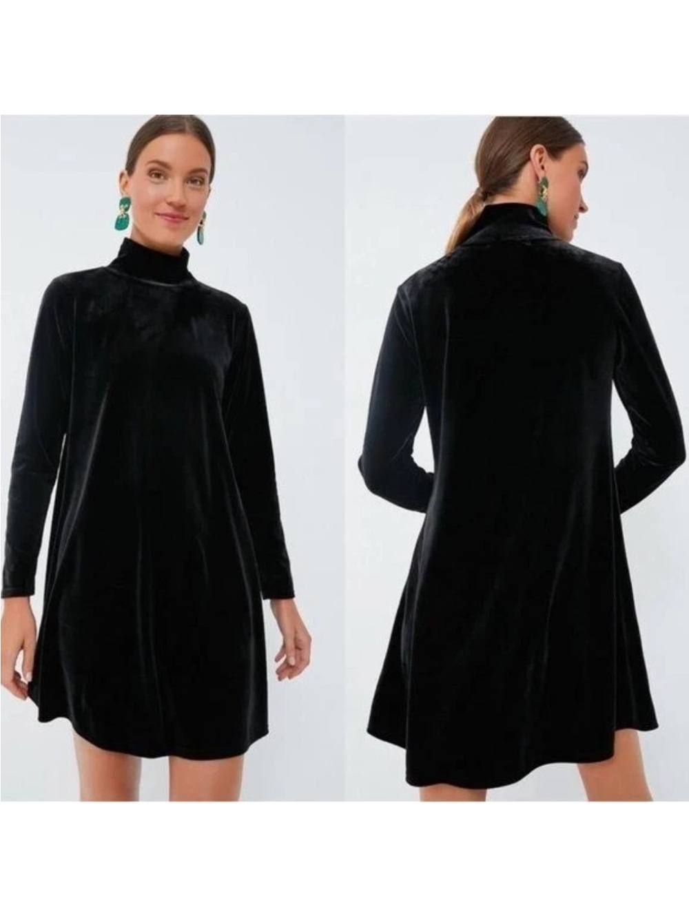 Pomander Place NEW Black Velvet Long Sleeve Mottershead Mini
Dress Size Medium